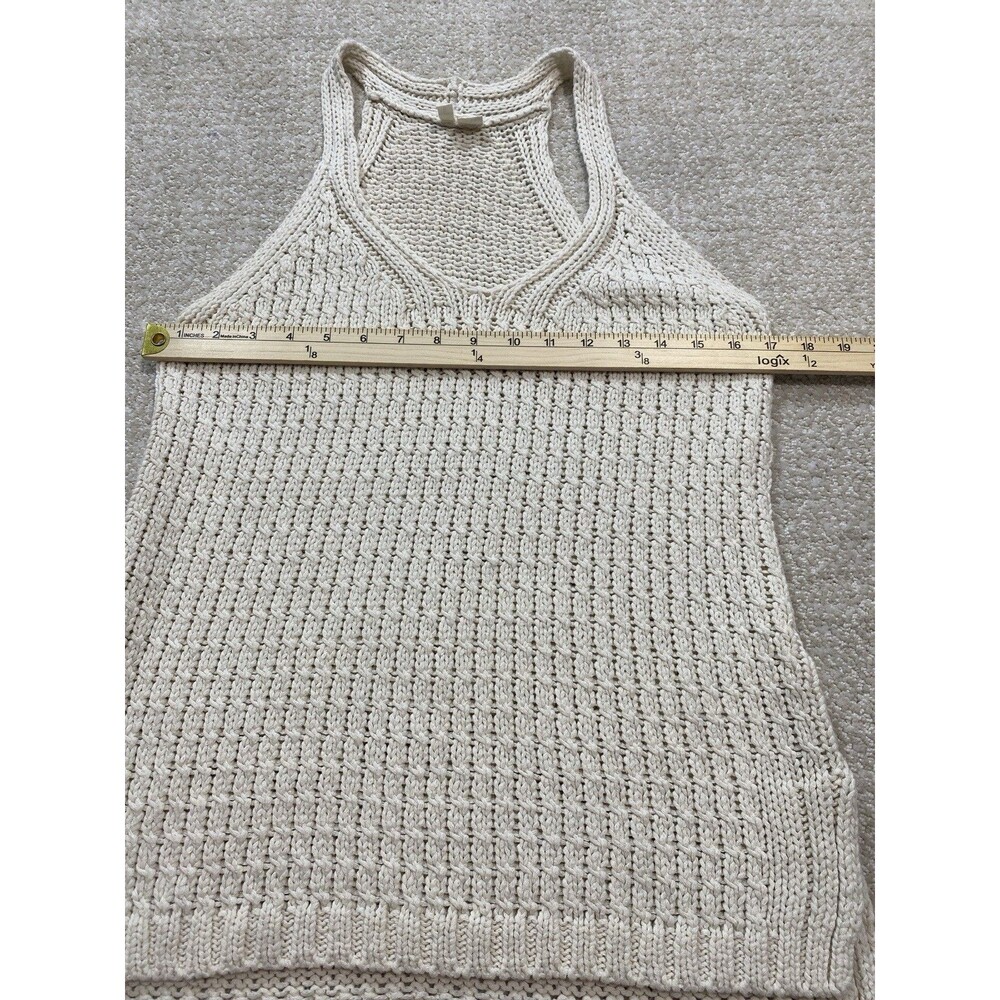 Anthropologie Moth Sweater Tank Women S Cream High Neck Racerback High-Low ** - Picture 12 of 15